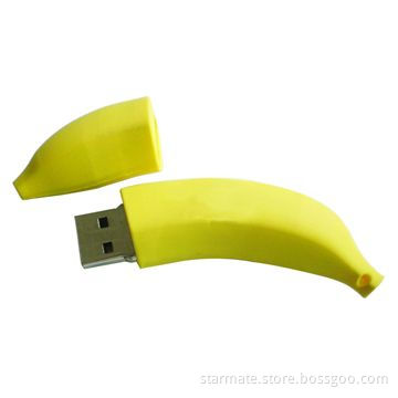 Banana USB Flash Drive, Made of PVC Material with Plug-and-play Function and Anti-shock
